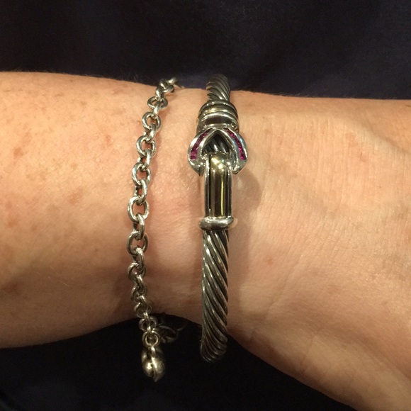 Sterling and 18k Gold Bracelet With Rubies - Picture 4 of 6